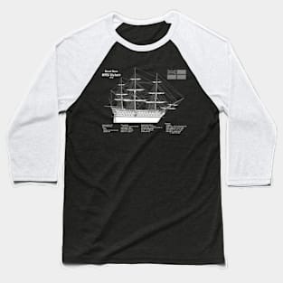 HMS Victory ship plans. Lord Nelson ship - PBDpng Baseball T-Shirt